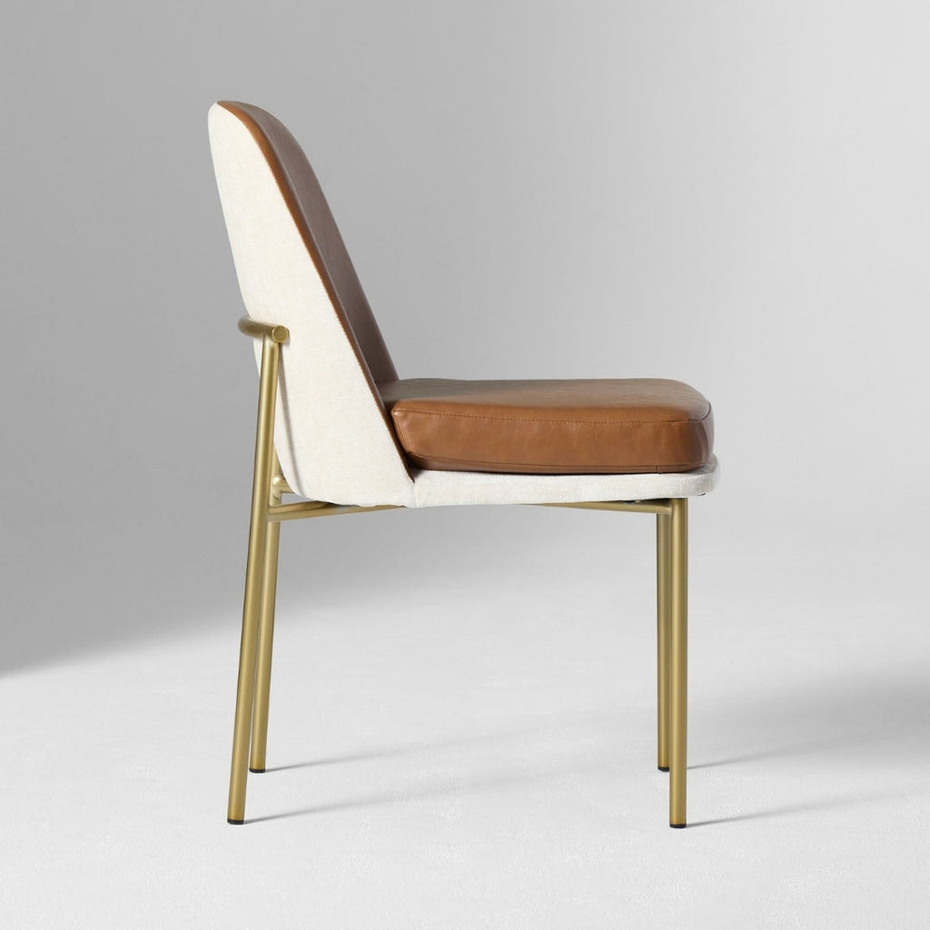 Luxe Two-Tone Leather Dining Chair with Metal Legs