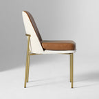 Luxe Two-Tone Leather Dining Chair with Metal Legs