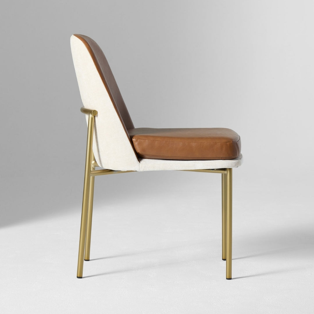 Luxe Two-Tone Leather Dining Chair with Metal Legs