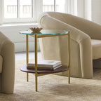 Golden Frame Glass & Wood Side Table