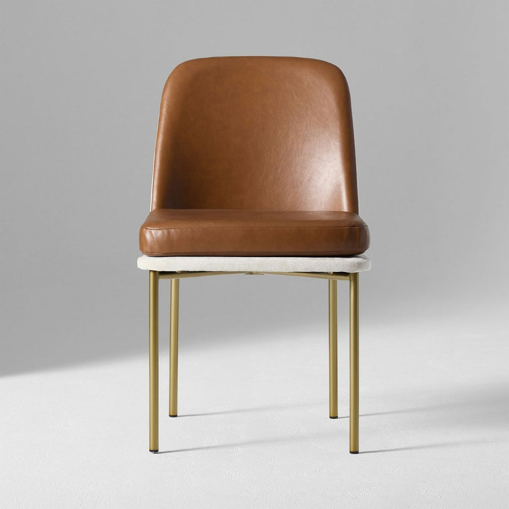 Luxe Two-Tone Leather Dining Chair with Metal Legs