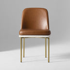Luxe Two-Tone Leather Dining Chair with Metal Legs