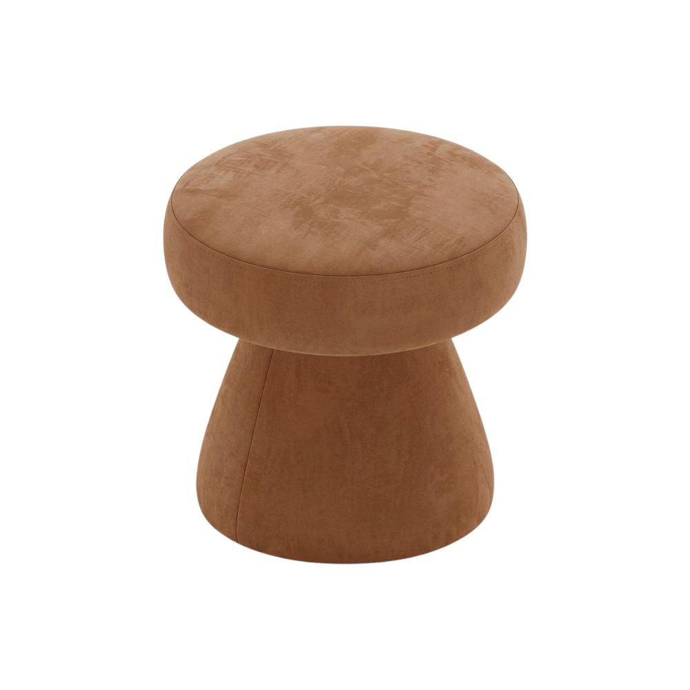 Caramel Brown Velvet Round Pouf