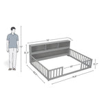 Full Size Floor Bed With Multipurpose Shelves
