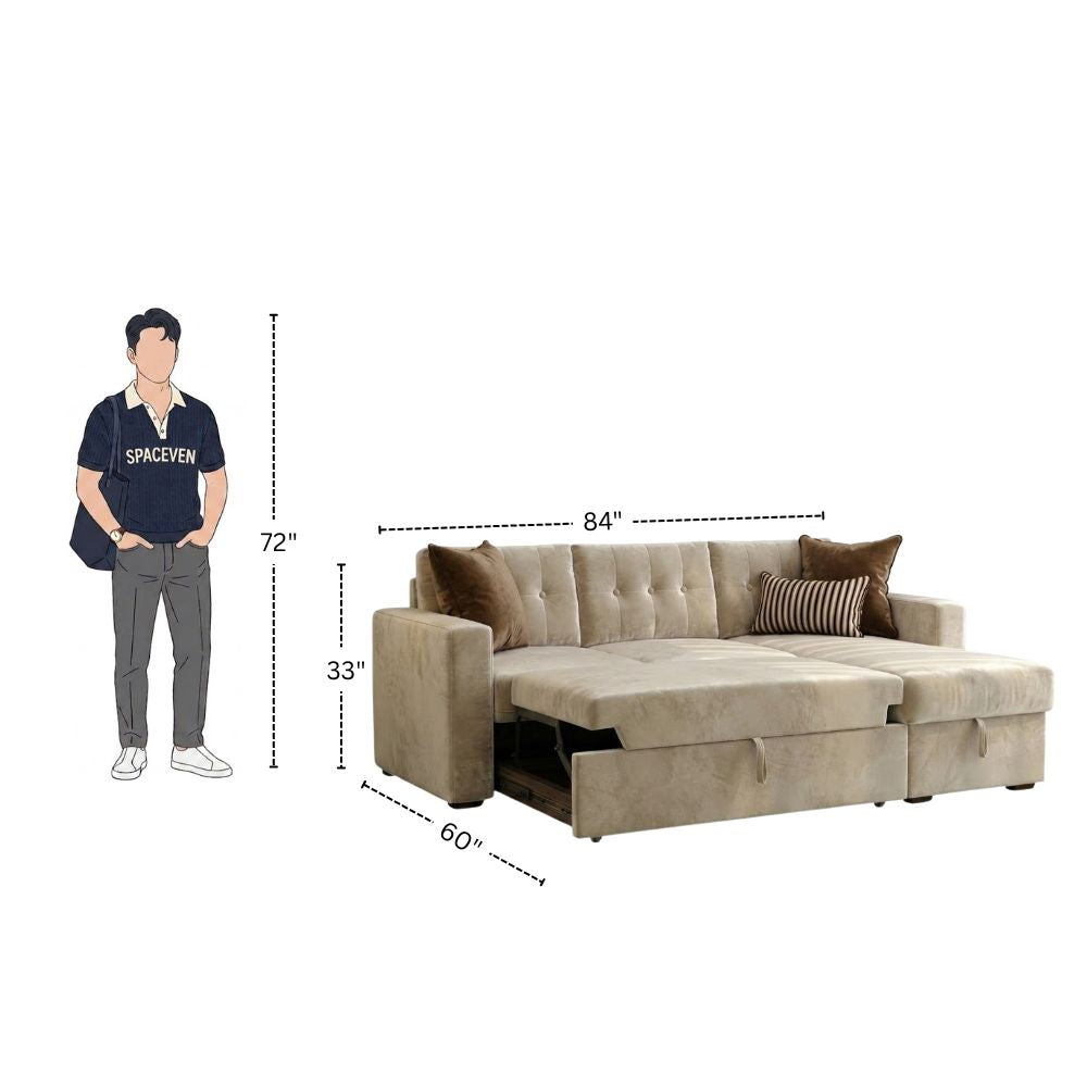 3 Seater Multipurpose L-Shape Convertible Sofa Cum Bed