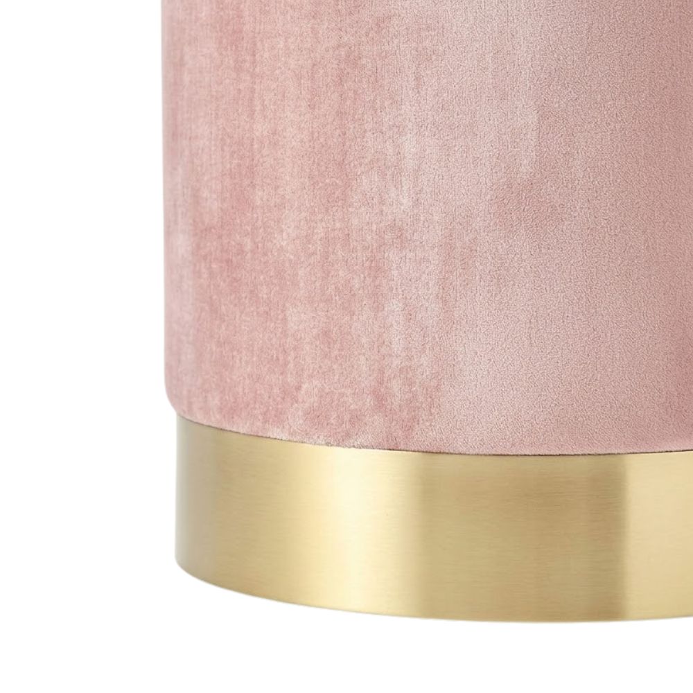 Pink Velvet Vanity Stool Ottoman Pouf