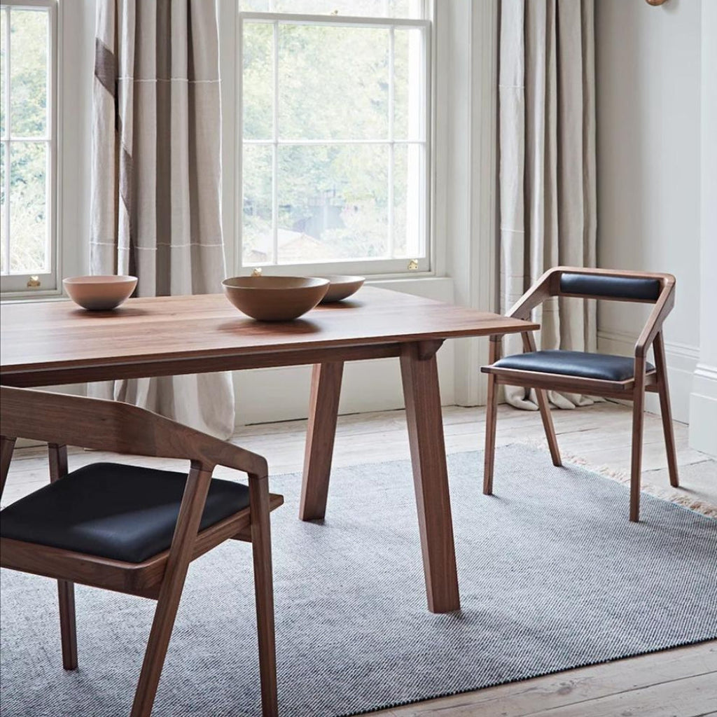 Modern Wood Frame Armchair with Black Seat

