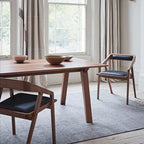 Modern Wood Frame Armchair with Black Seat

