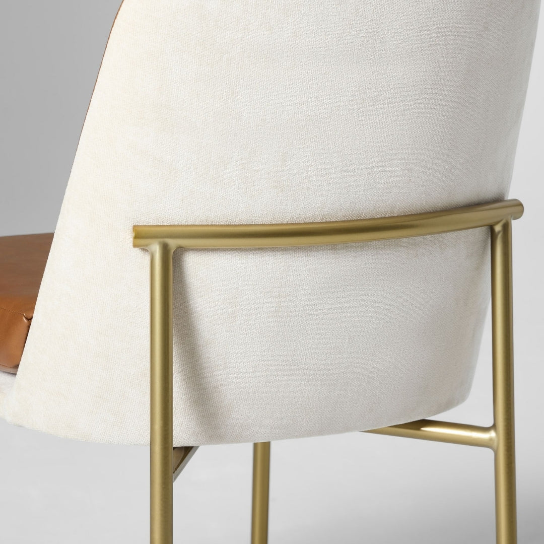 Luxe Two-Tone Leather Dining Chair with Metal Legs