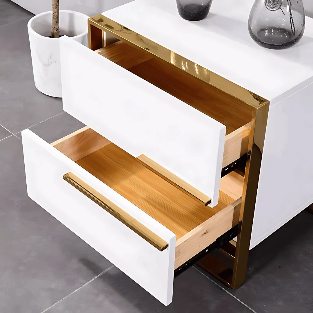 Modern Luxe White & Gold Nightstand