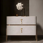 Modern Chic White & Gold Bedside Table

