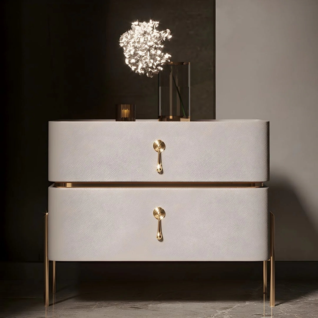 Modern Chic White & Gold Bedside Table

