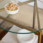 Golden Frame Glass & Wood Side Table