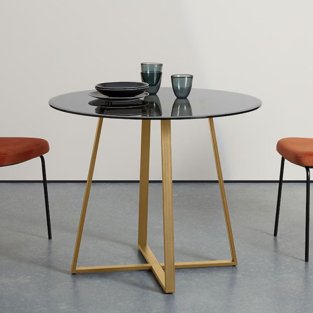 Crisscross Base Glass Cafe Table
