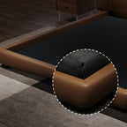 Caramel Luxe Bed with Winged Leather Headboard