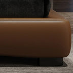 Caramel Luxe Bed with Winged Leather Headboard