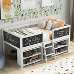 Functional Low Loft Kids Bed with Storage Shelves