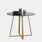 Crisscross Base Glass Cafe Table