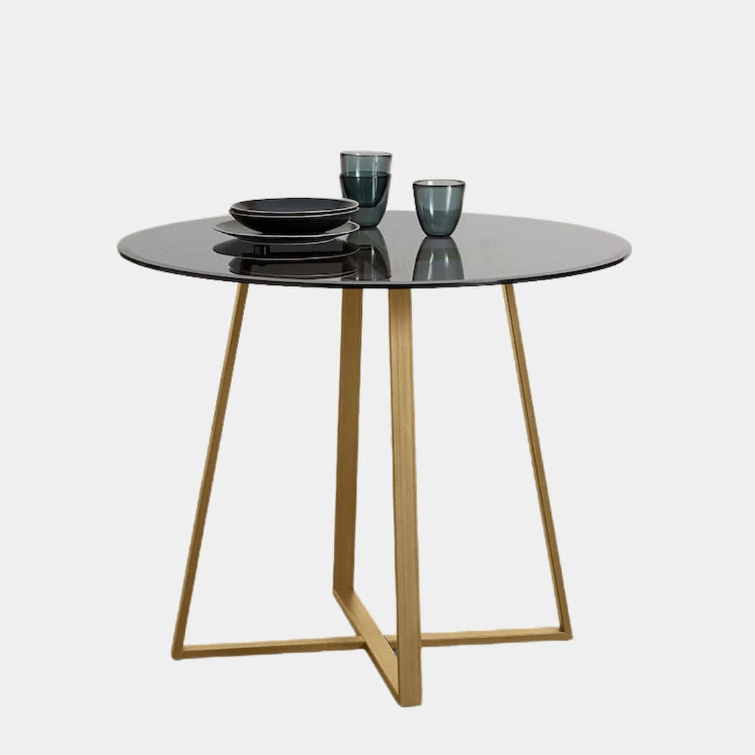 Crisscross Base Glass Cafe Table