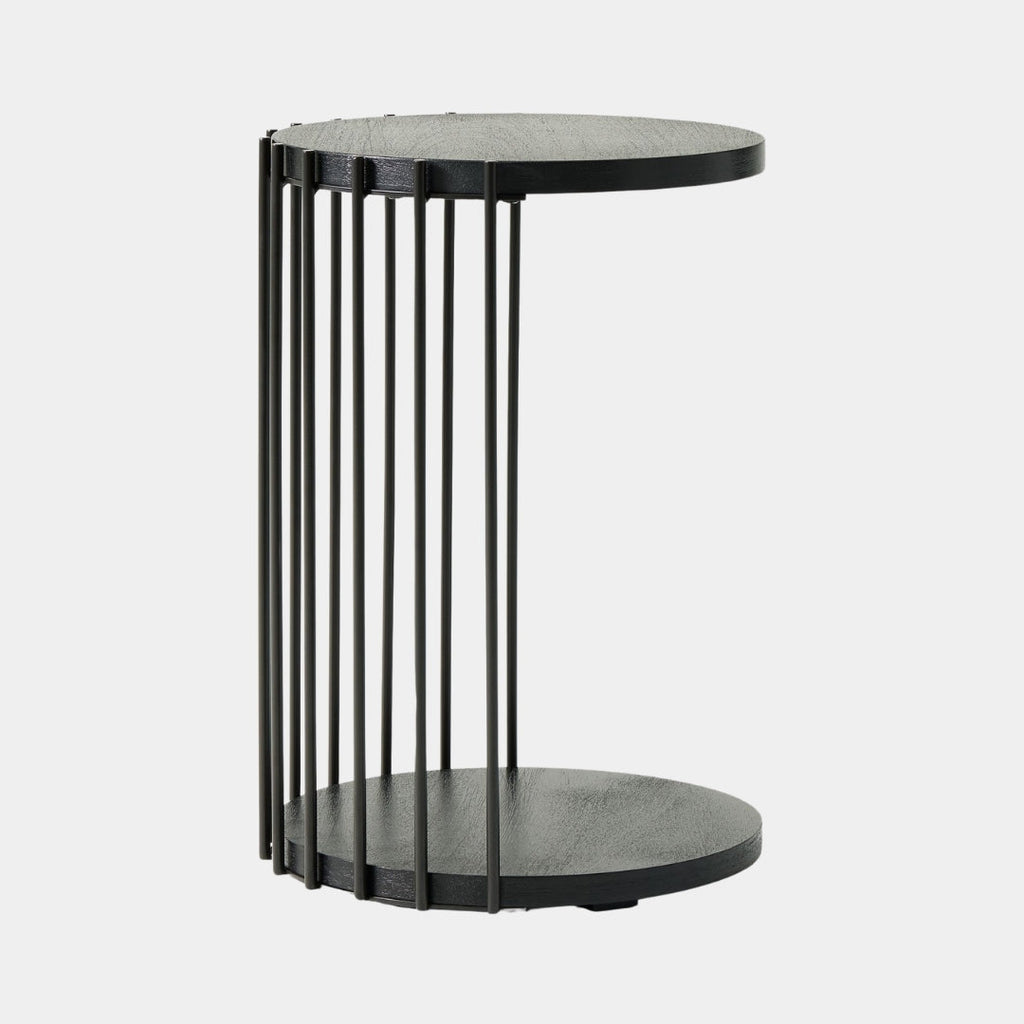 Slatted Black Frame Modern Side Table
