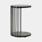 Slatted Black Frame Modern Side Table