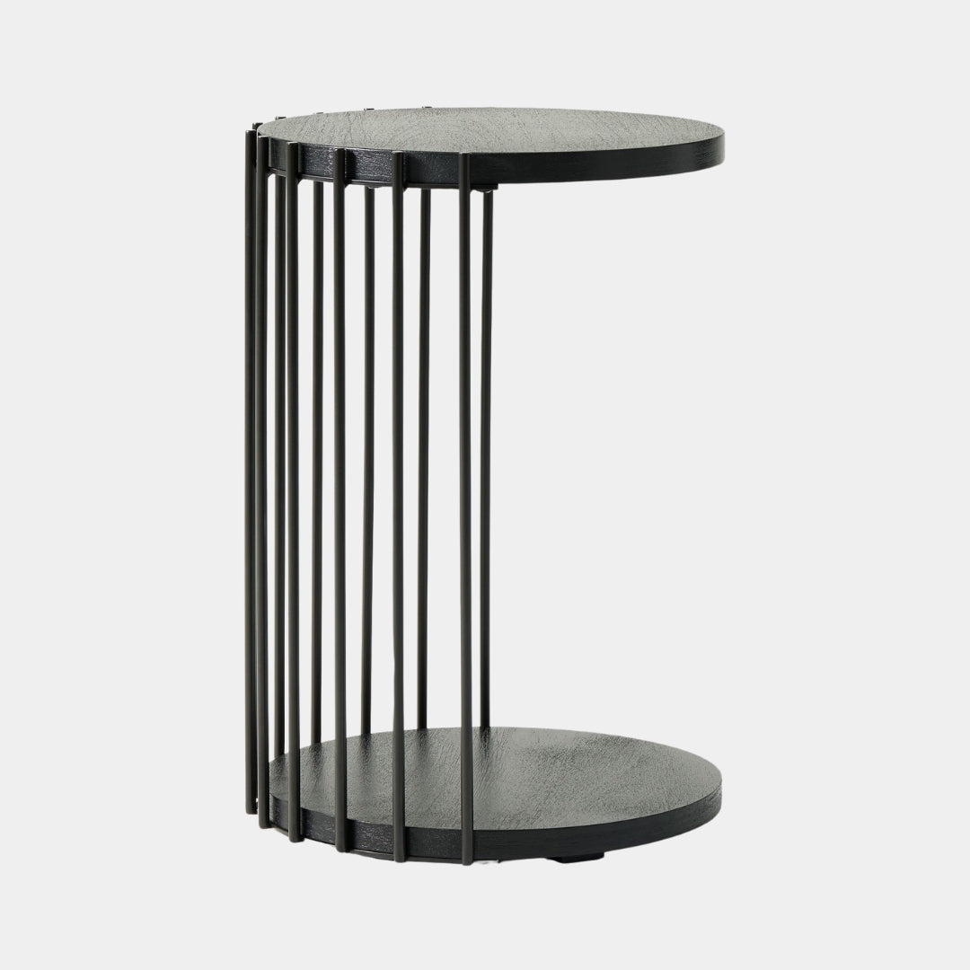 Slatted Black Frame Modern Side Table