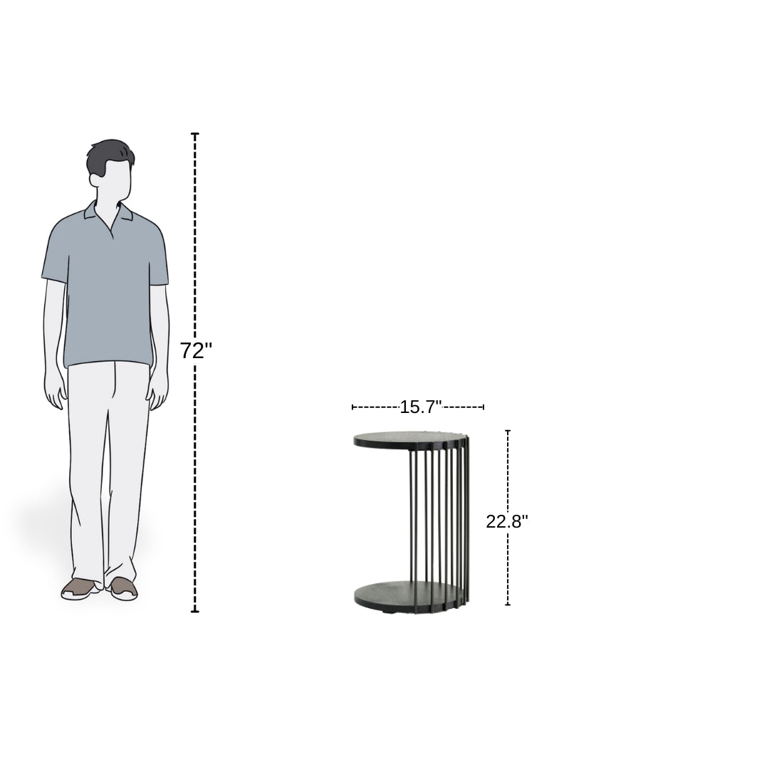 Slatted Black Frame Modern Side Table