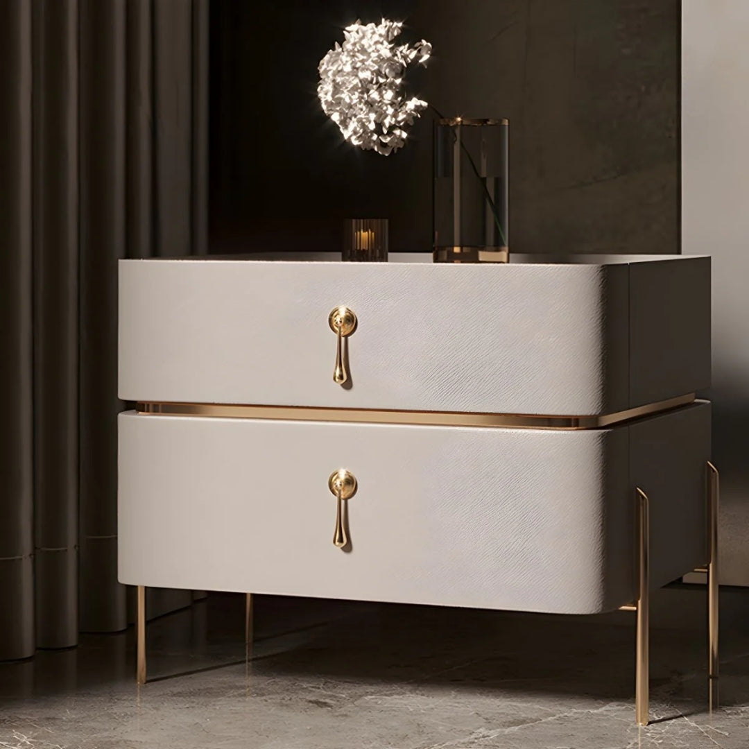 Modern Chic White & Gold Bedside Table

