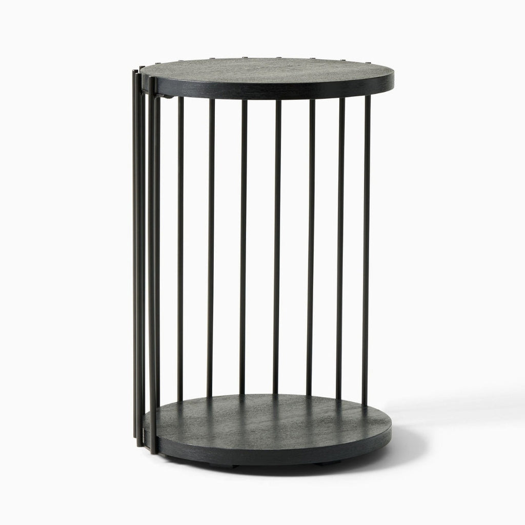 Slatted Black Frame Modern Side Table
