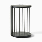 Slatted Black Frame Modern Side Table