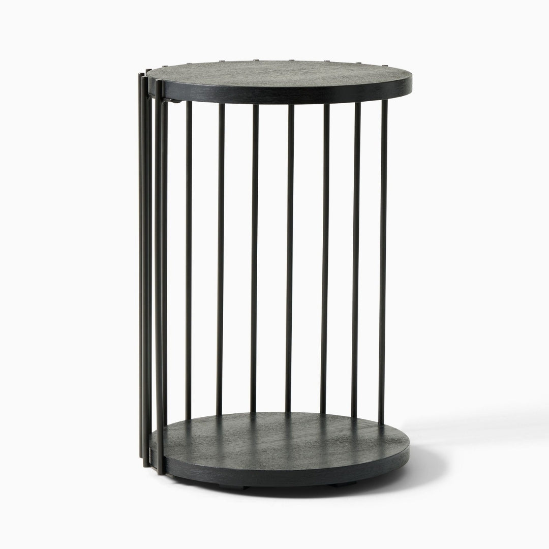 Slatted Black Frame Modern Side Table