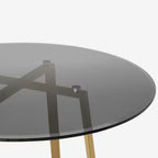 Crisscross Base Glass Cafe Table