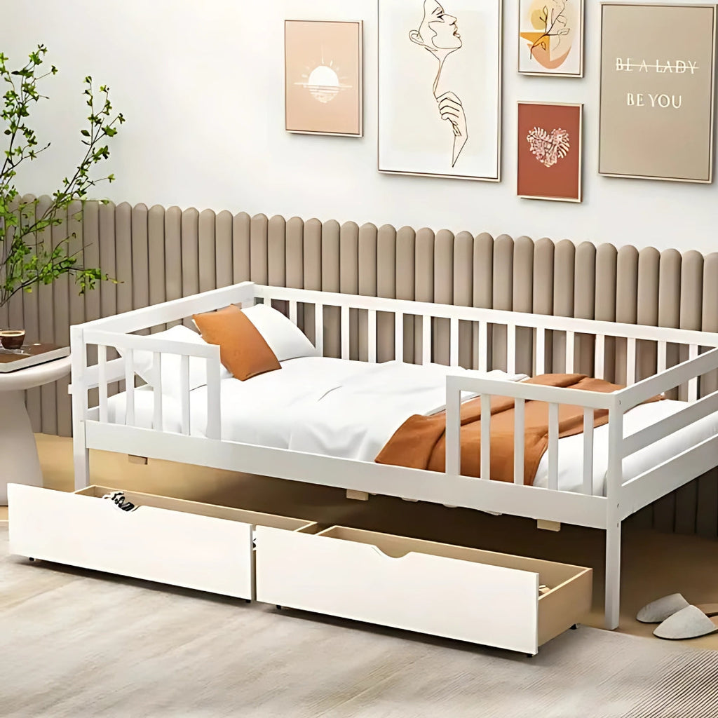 Full Size Kids Bed with Multiple Storage Drawers