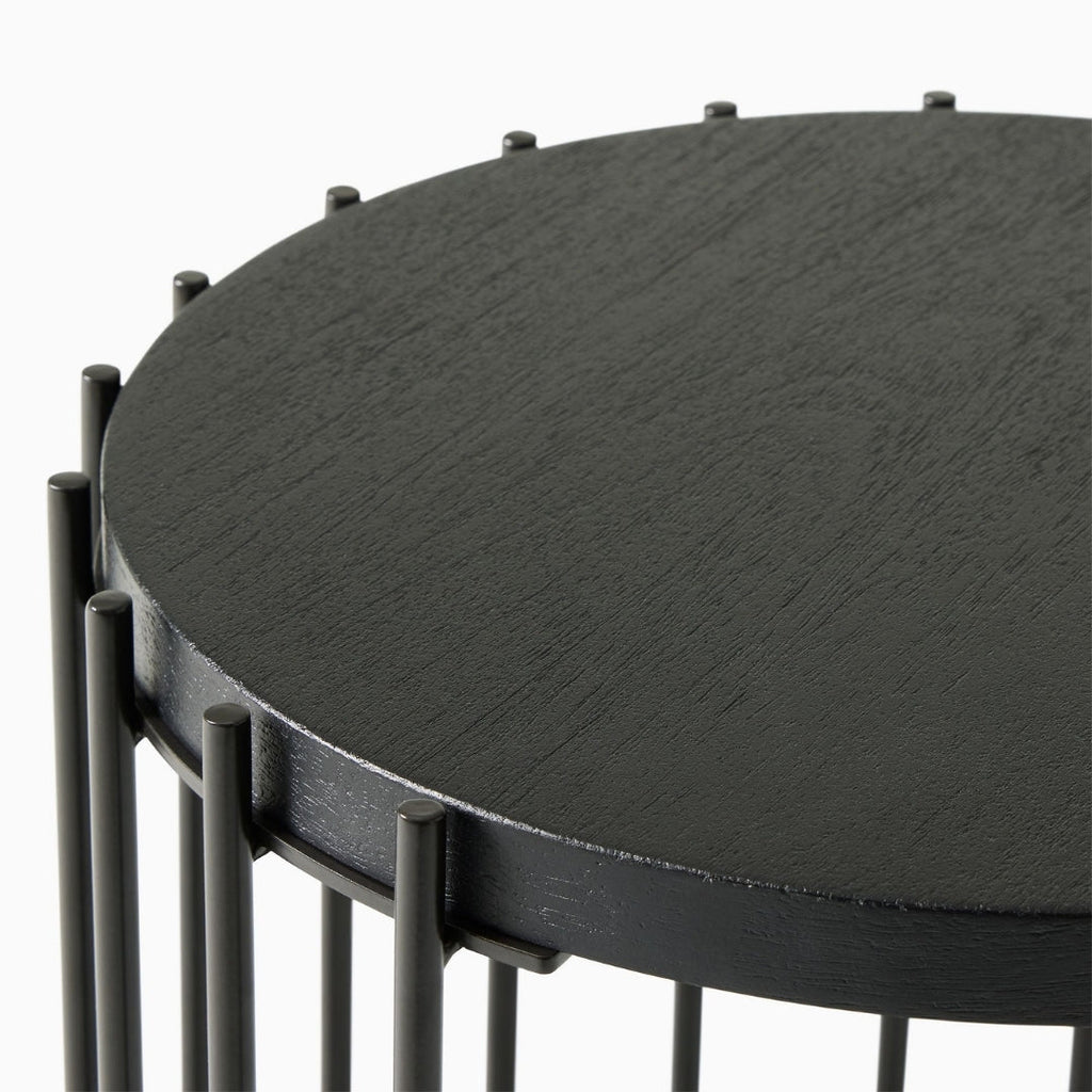 Slatted Black Frame Modern Side Table
