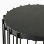 Slatted Black Frame Modern Side Table