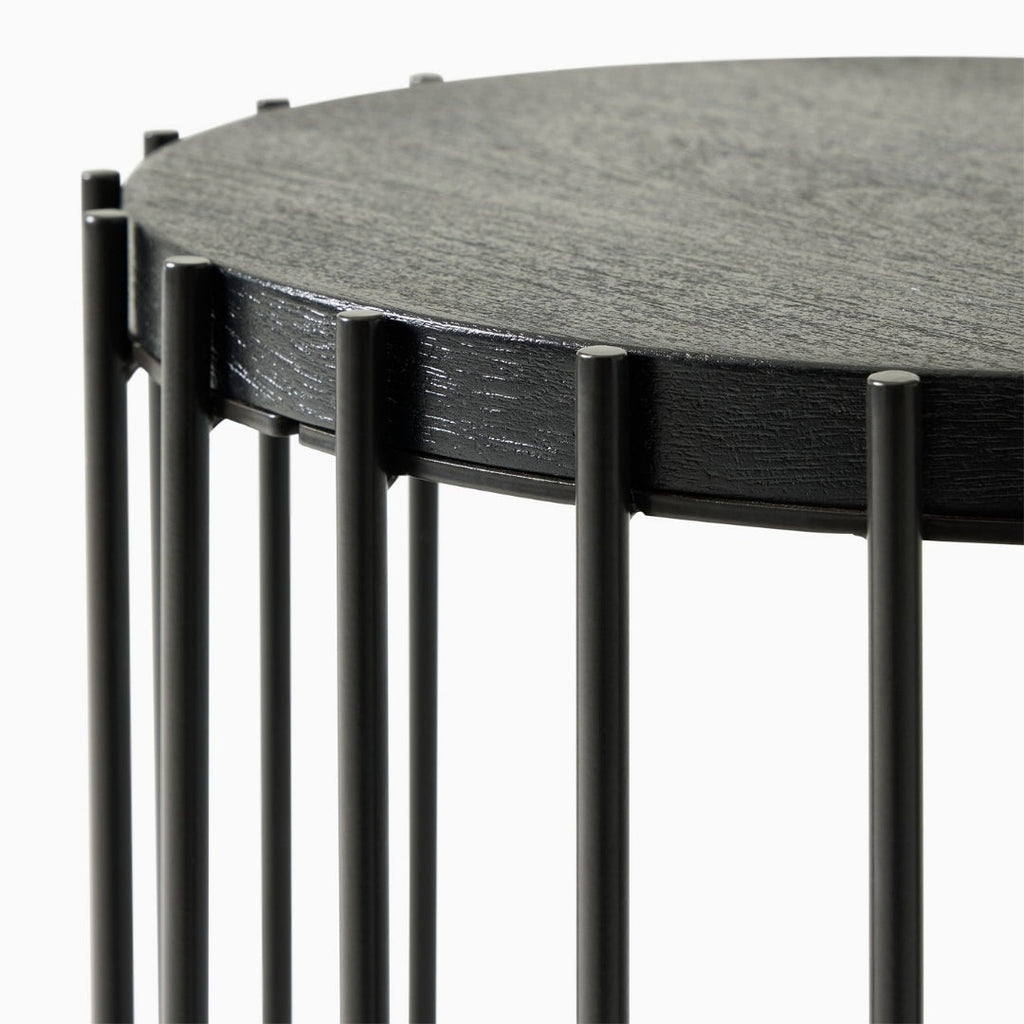 Slatted Black Frame Modern Side Table