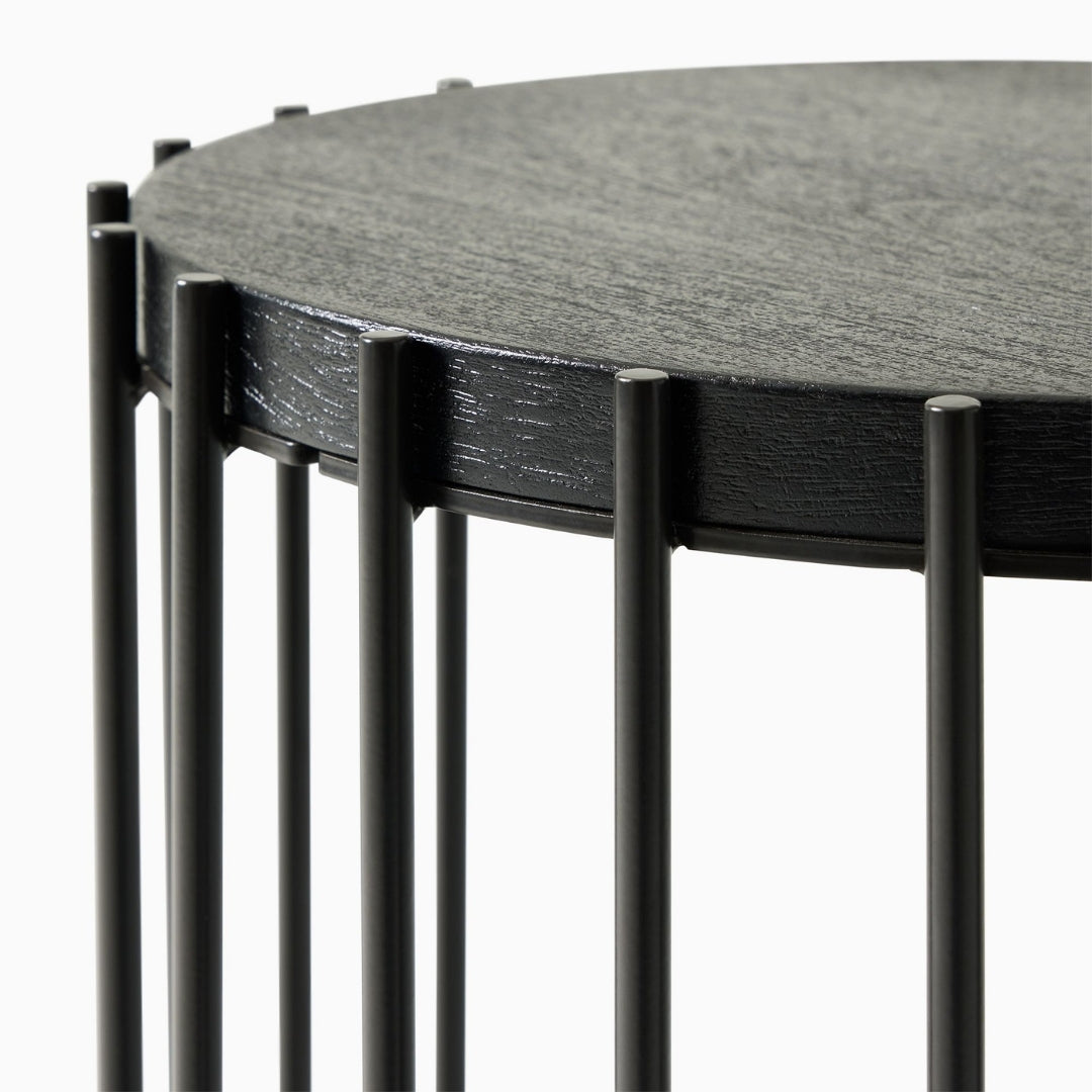 Slatted Black Frame Modern Side Table