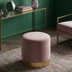 Pink Velvet Vanity Stool Ottoman Pouf