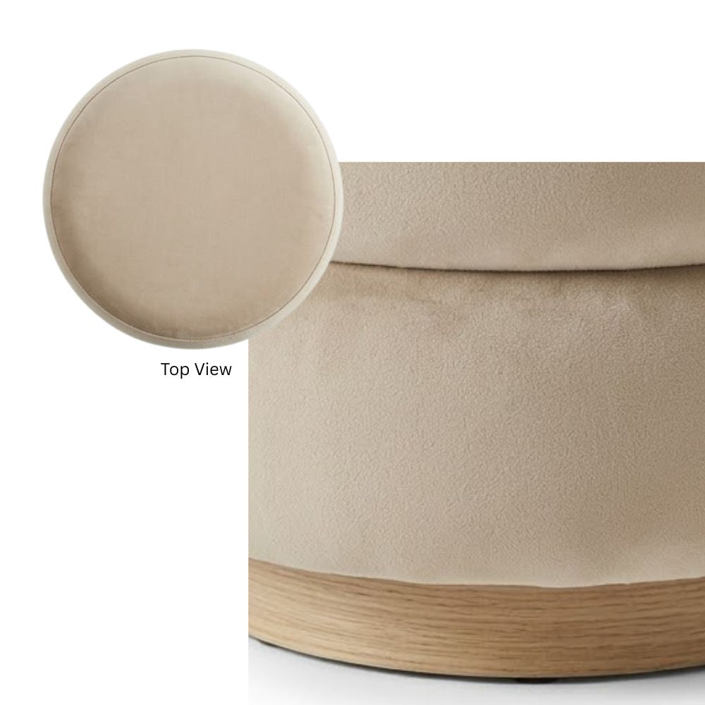 Milo Beige Velvet Three-Tier Pouf