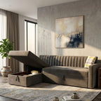 3 Seater L-Shape Tufted Sofa Cum Bed