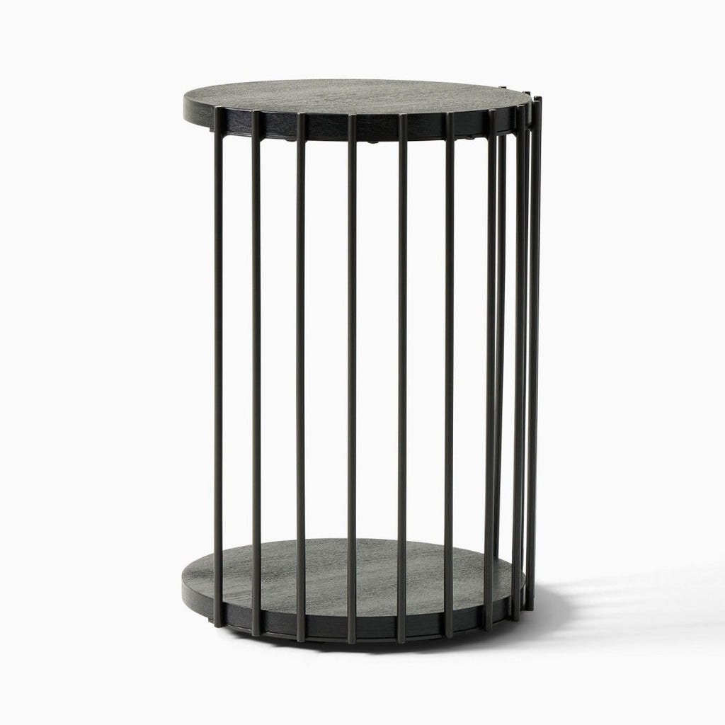 Slatted Black Frame Modern Side Table