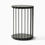 Slatted Black Frame Modern Side Table