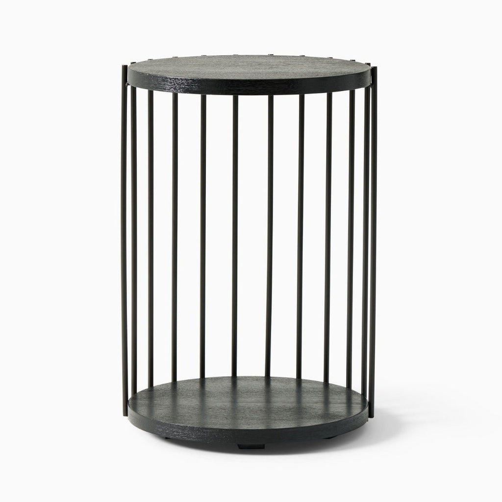 Slatted Black Frame Modern Side Table