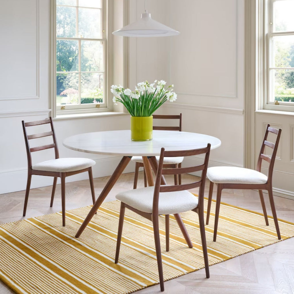 Marble Top Angled Wood Leg Table


