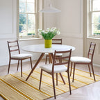 Marble Top Angled Wood Leg Table

