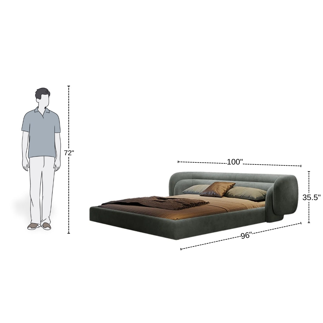 Aurora Curve Upholstered Bed with Curved Headboard