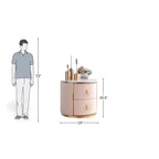 Elegant Blush Round Nightstand with Marble Top