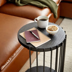 Slatted Black Frame Modern Side Table