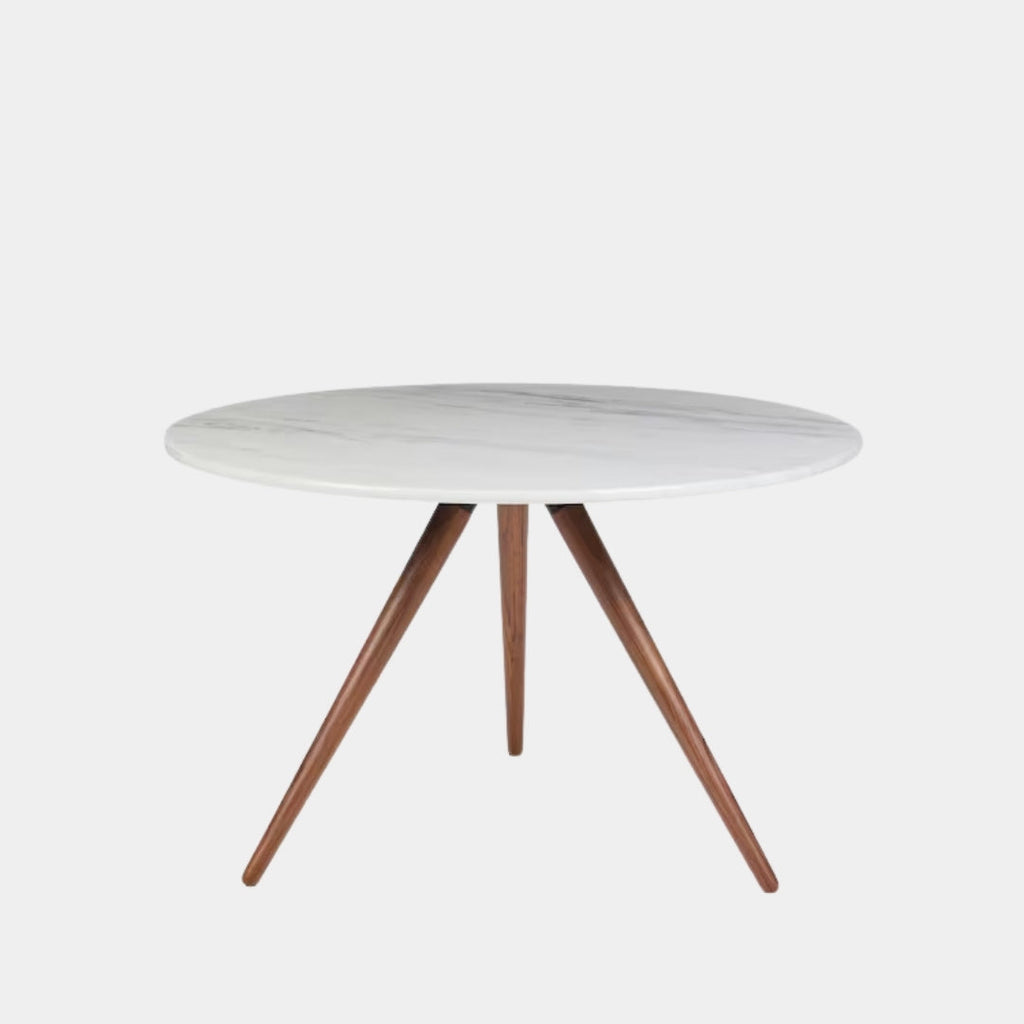 Marble Top Angled Wood Leg Table

