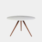 Marble Top Angled Wood Leg Table

